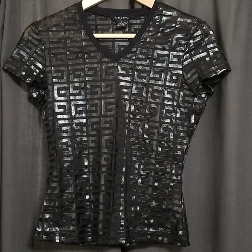 Vtg - Sheer Guess V-Neck Top